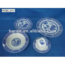 20pcs Round Blue and White Bone China Dinnerware Sets